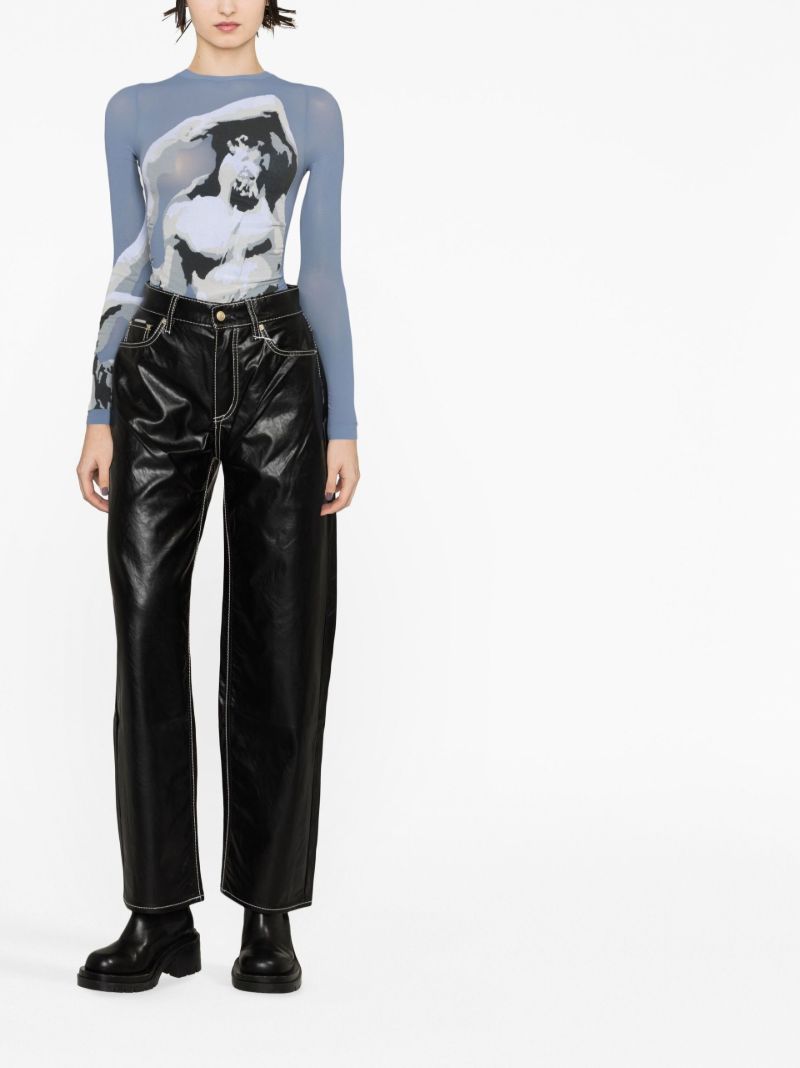 Black Benz Faux Leather Trousers