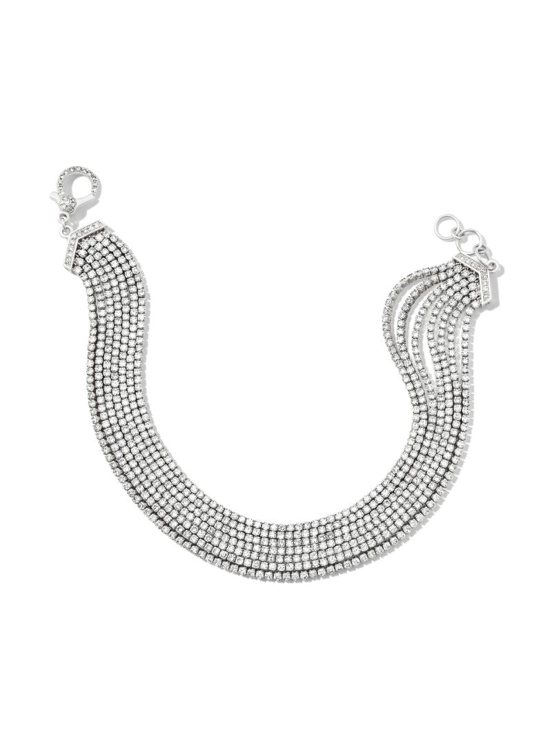 18k White Gold Diamond 7 Thread Stack Bracelet