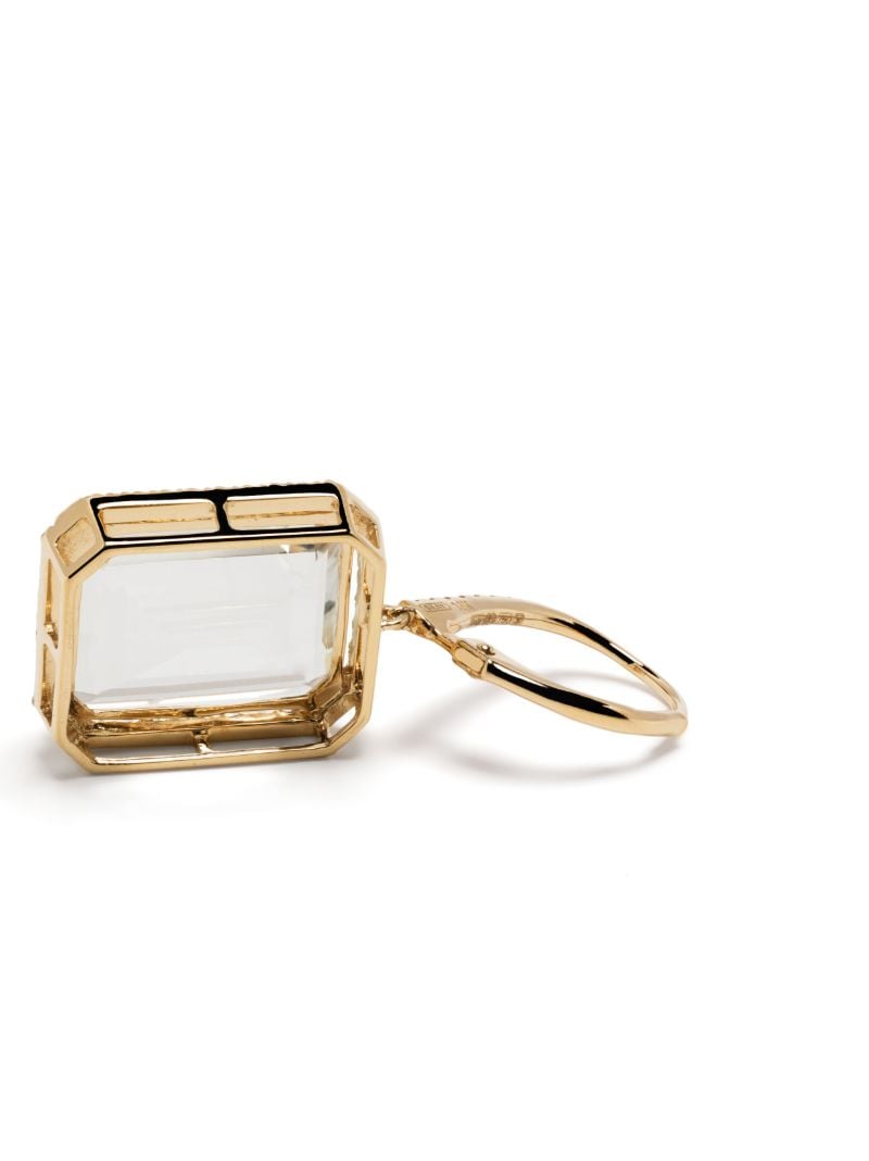 18k Yellow Gold Diamond Topaz Portrait Earrings
