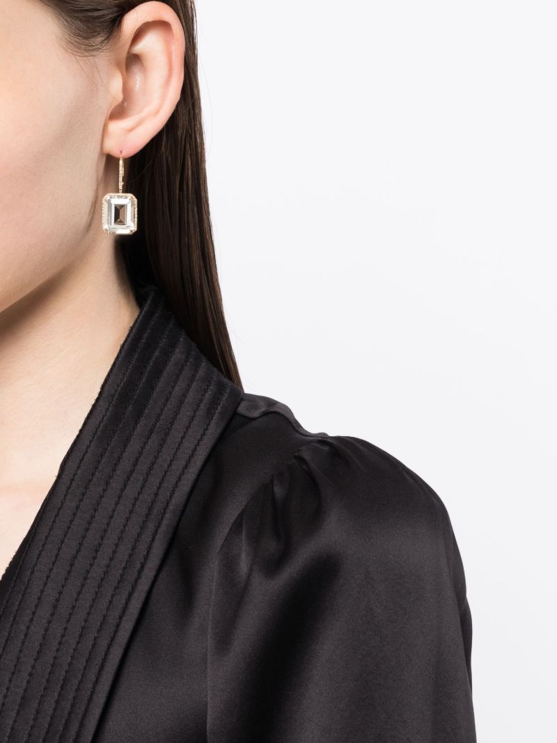 18k Yellow Gold Diamond Topaz Portrait Earrings