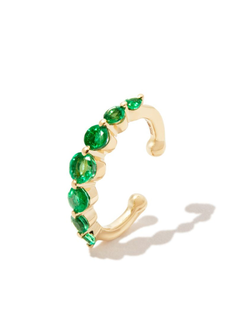 18k Yellow Gold Emerald Round Ear Cuff