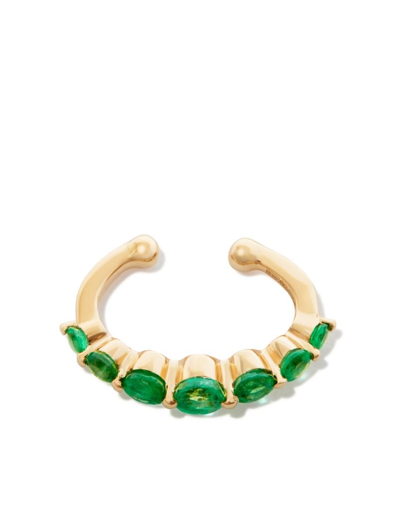 18k Yellow Gold Emerald Round Ear Cuff