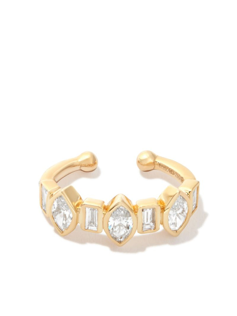 18k Yellow Gold Diamond Bezel Ear Cuff