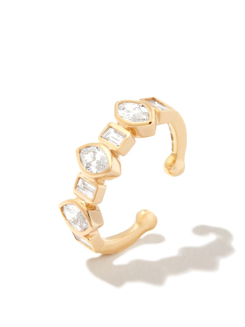 18k Yellow Gold Diamond Bezel Ear Cuff