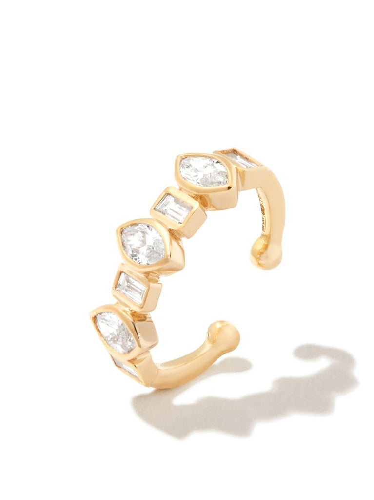 18k Yellow Gold Diamond Bezel Ear Cuff