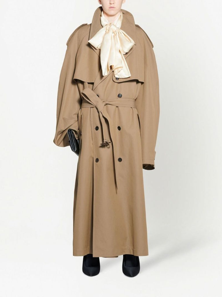 Brown Oversized Double-breasted Trench Coat
