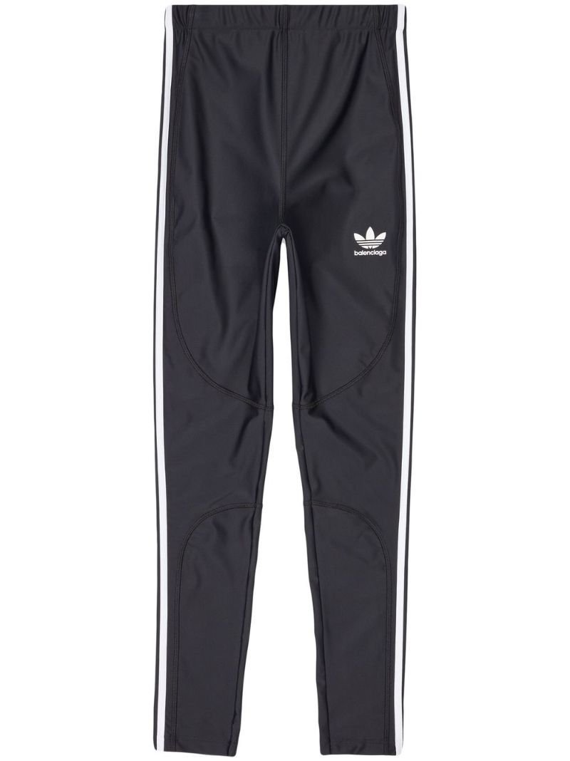 X Adidas Black Logo Embroidery Three-stripe Leggings