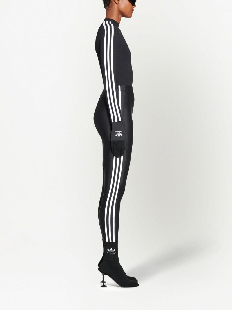 X Adidas Black Logo Embroidery Three-stripe Leggings