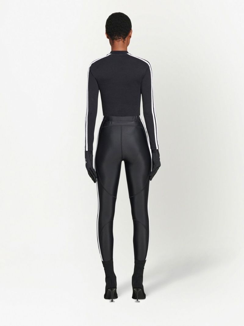 X Adidas Black Logo Embroidery Three-stripe Leggings