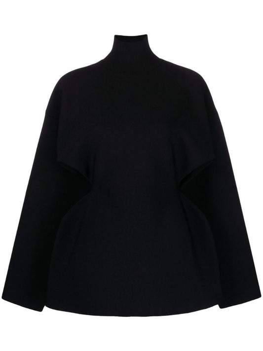 Black Funnel-neck Sweater Dress