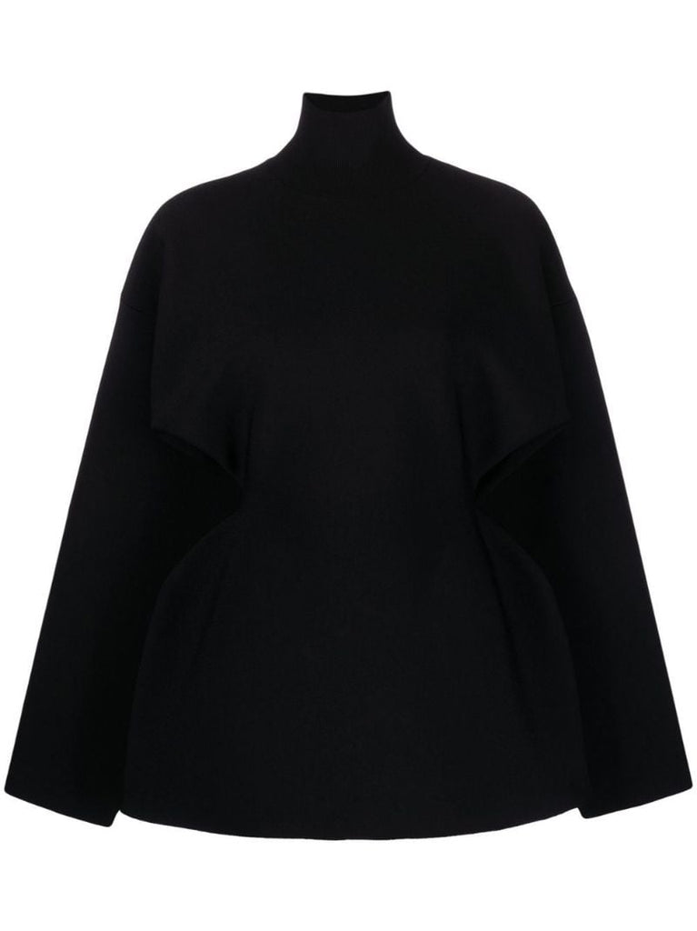 Black Funnel-neck Sweater Dress