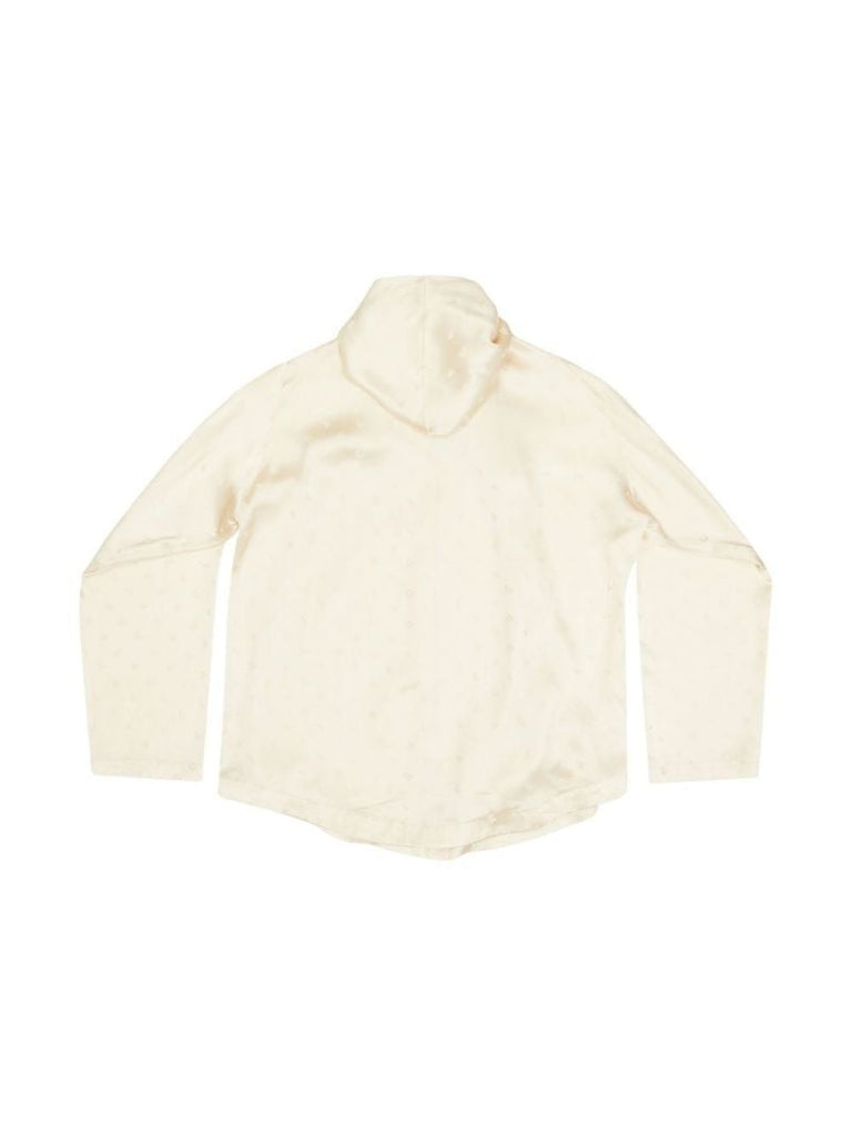 White Logo Jacquard Long Sleeve Blouse