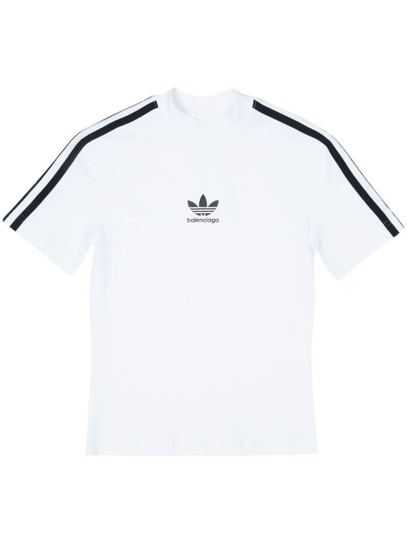 X Adidas White Logo Print Three-stripe Cotton T-shirt