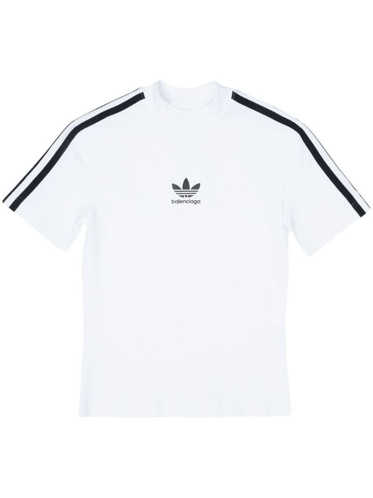 X Adidas White Logo Print Three-stripe Cotton T-shirt