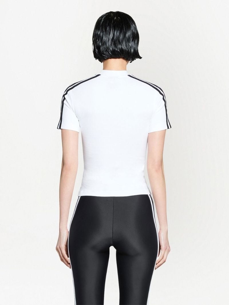 X Adidas White Logo Print Three-stripe Cotton T-shirt