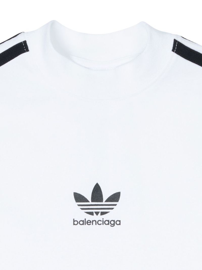 X Adidas White Logo Print Three-stripe Cotton T-shirt