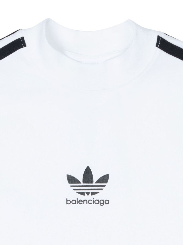 X Adidas White Logo Print Three-stripe Cotton T-shirt