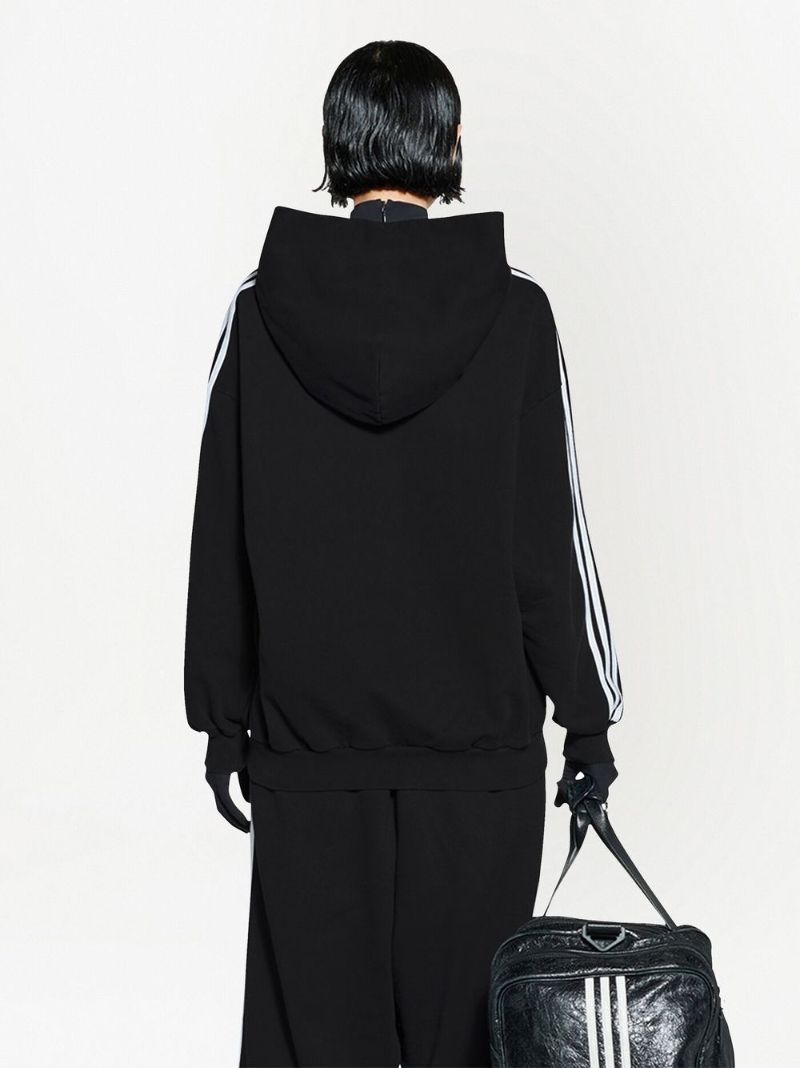 X Adidas Black Logo Embroidery Three-stripe Zip-up Hoodie