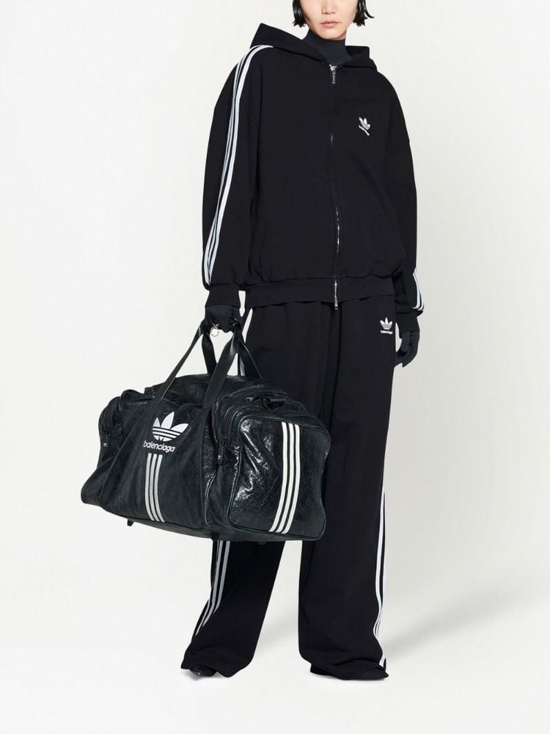 X Adidas Black Logo Embroidery Three-stripe Zip-up Hoodie
