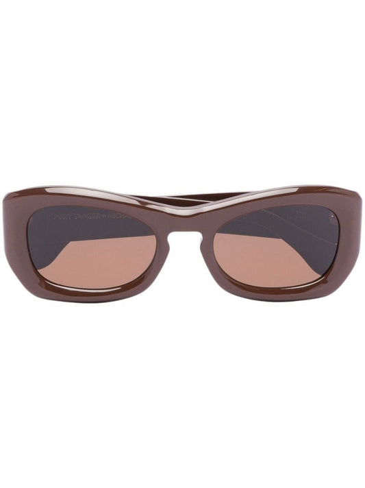 X Michael Bargo Brown Temo Rectangle Sunglasses