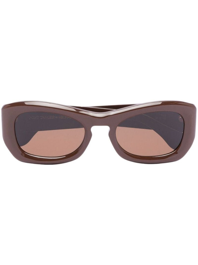 X Michael Bargo Brown Temo Rectangle Sunglasses