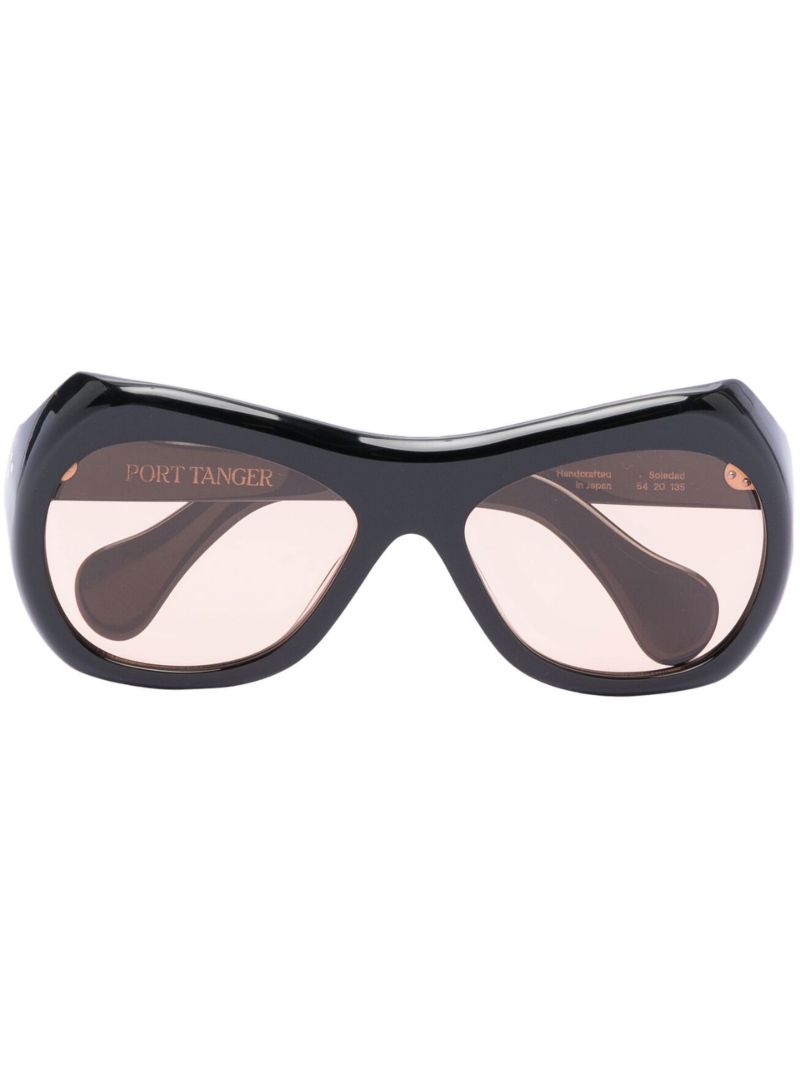 Black Soledad Oval Oversized Sunglasses