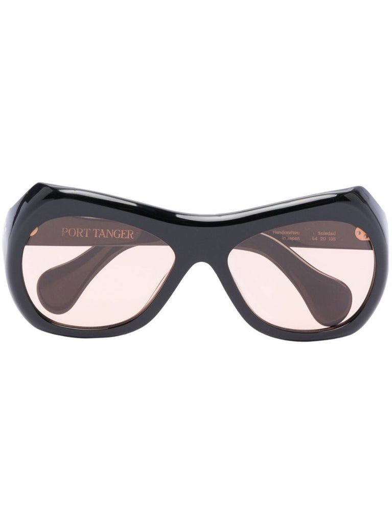 Black Soledad Oval Oversized Sunglasses