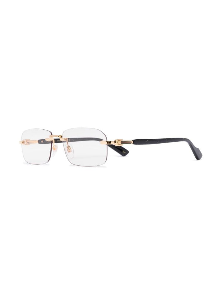 Gold-tone Rectangular Logo Plaque Glasses