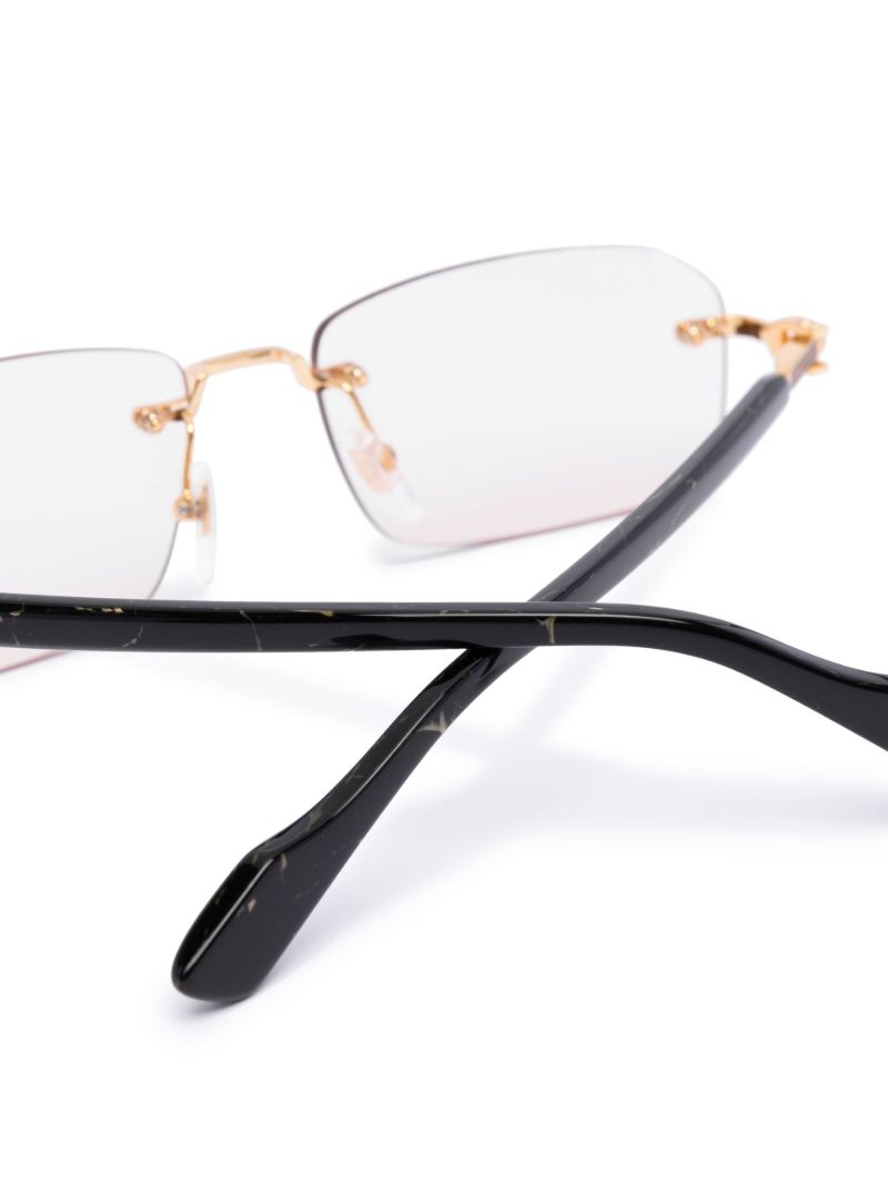 Gold-tone Rectangular Logo Plaque Glasses