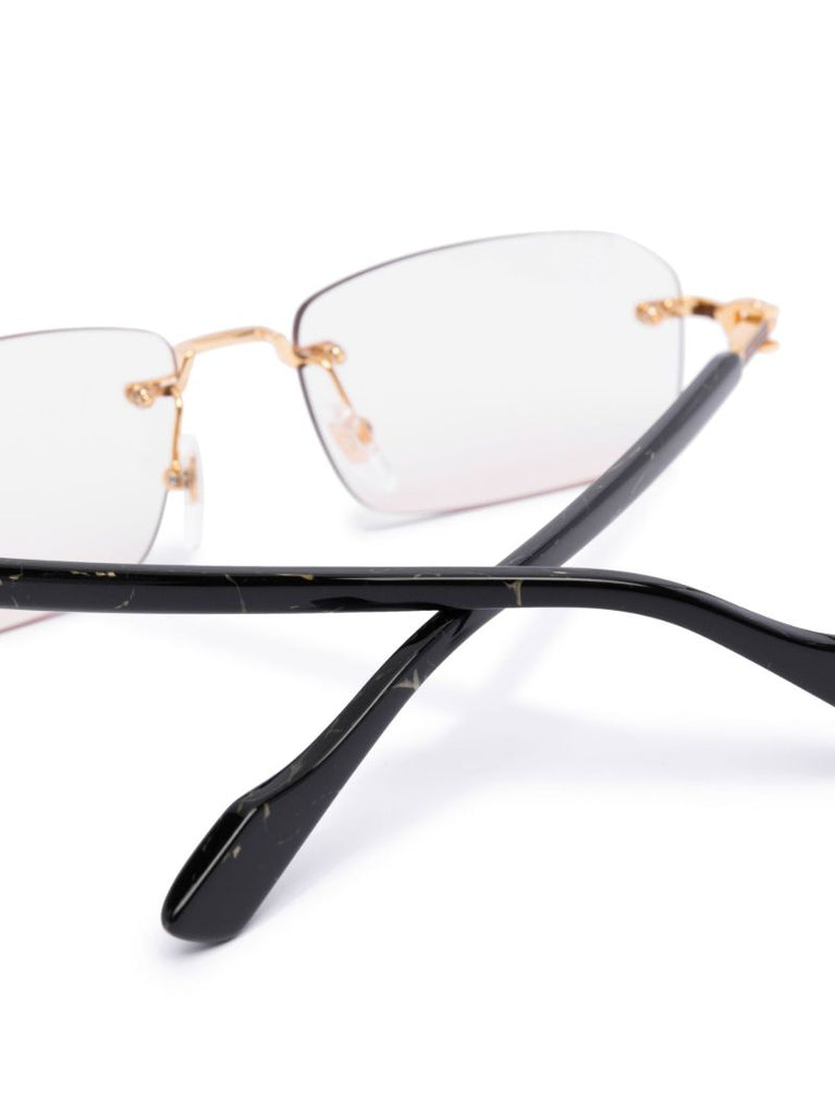 Gold-tone Rectangular Logo Plaque Glasses