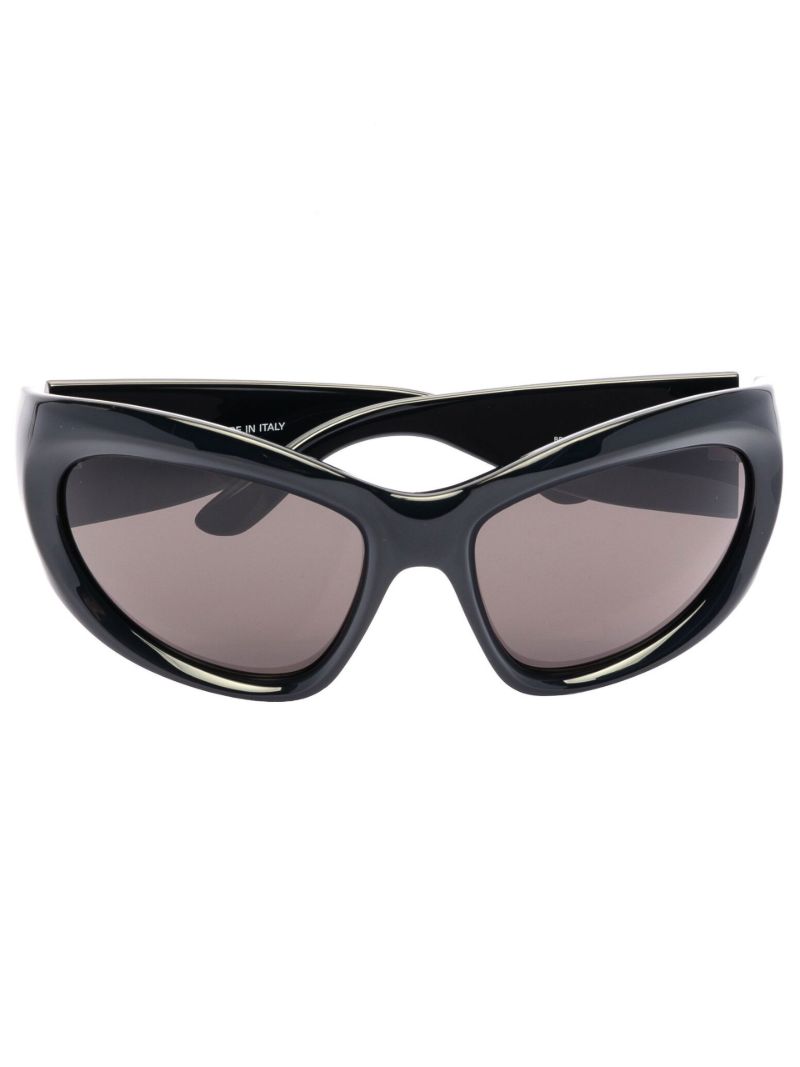 Black Wrap D-frame Sunglasses