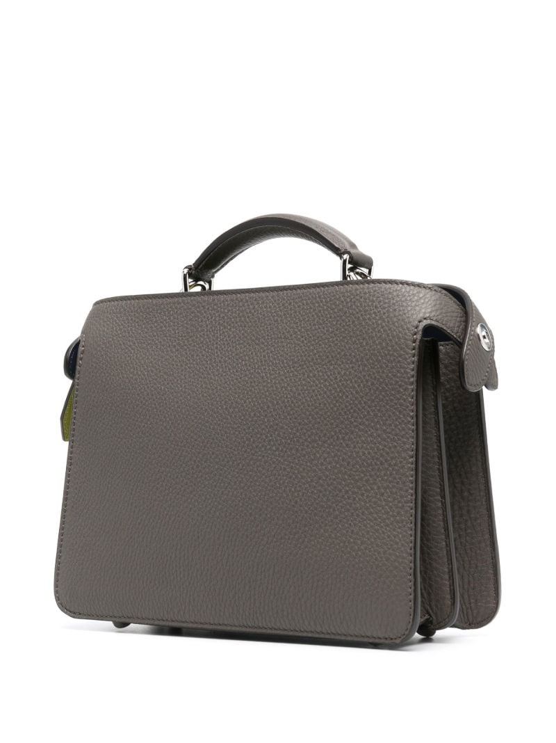 Grey Peekaboo Leather Tote Bag