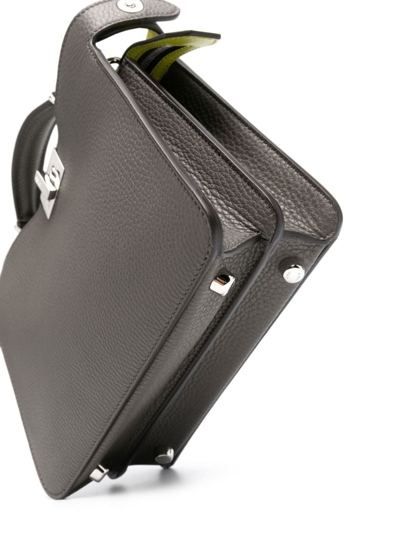 Grey Peekaboo Leather Tote Bag