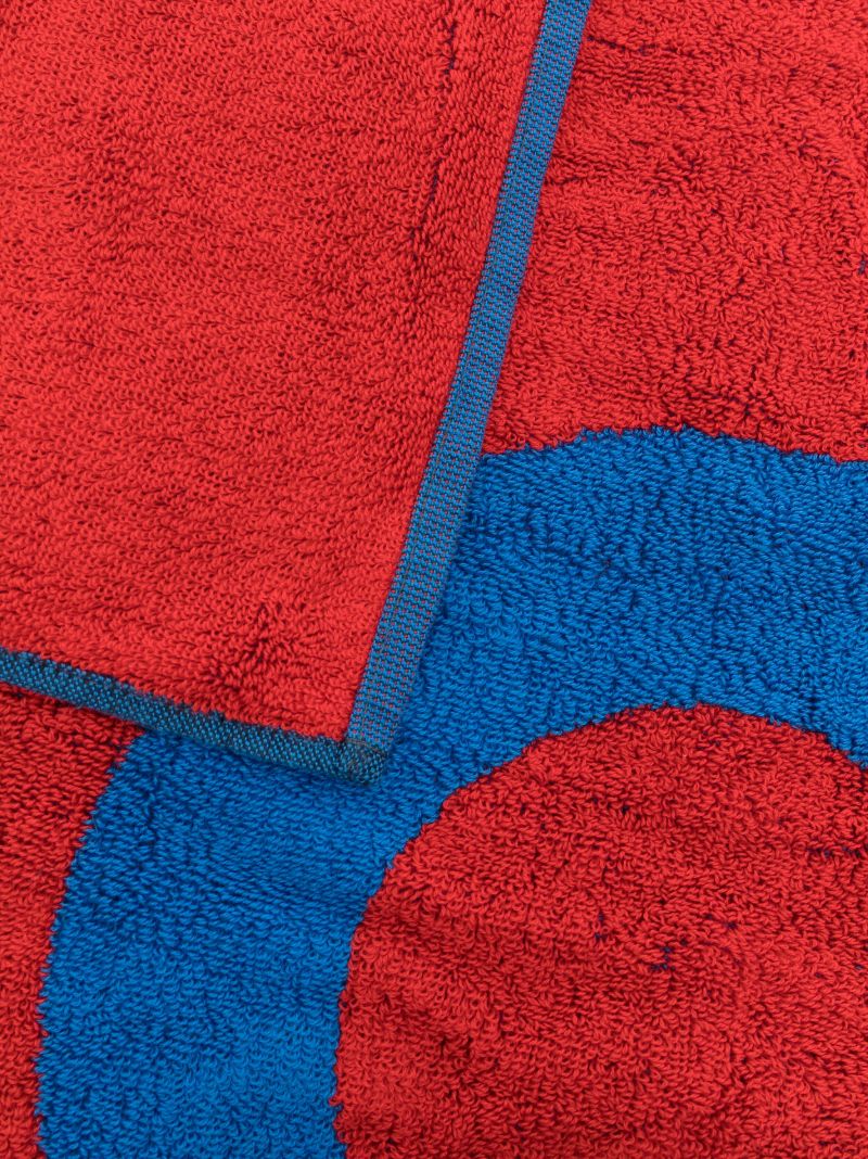 Red Logo Print Organic Cotton Beach Towel