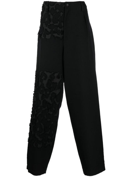 Black Panelled Wide-leg Trousers
