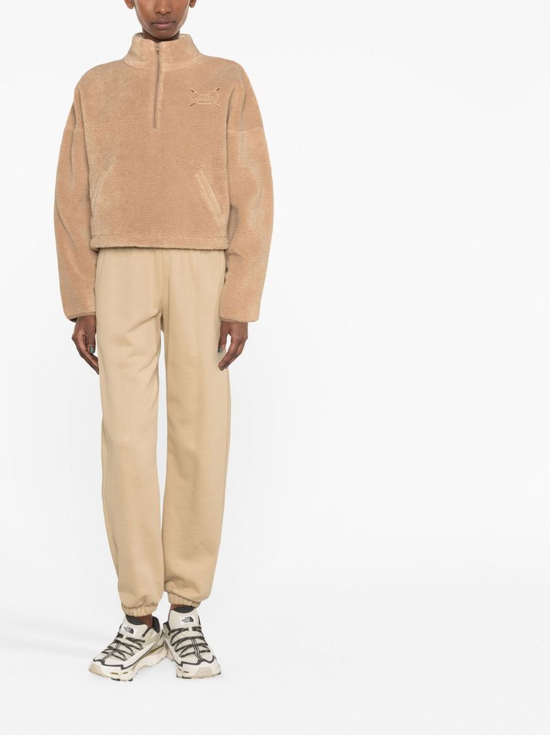 Brown Logo-embroidered Fleece Sweatshirt
