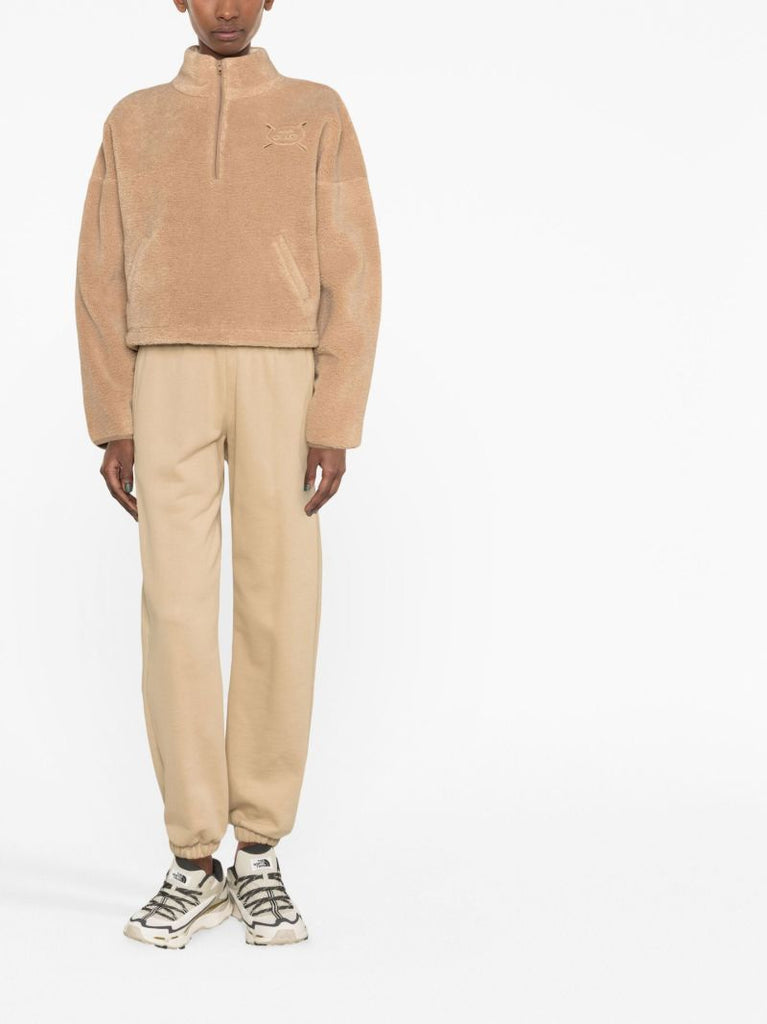 Brown Logo-embroidered Fleece Sweatshirt