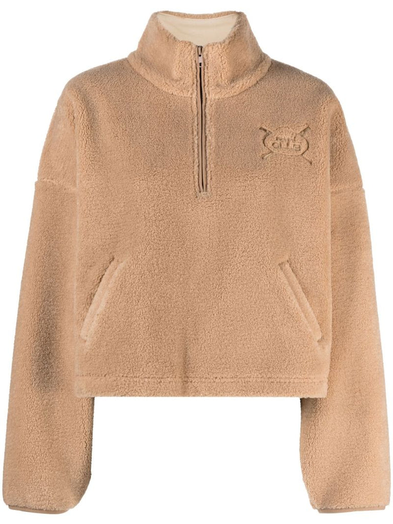 Brown Logo-embroidered Fleece Sweatshirt