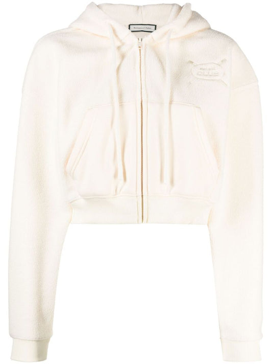 Neutral Cropped Zipped Hoodie