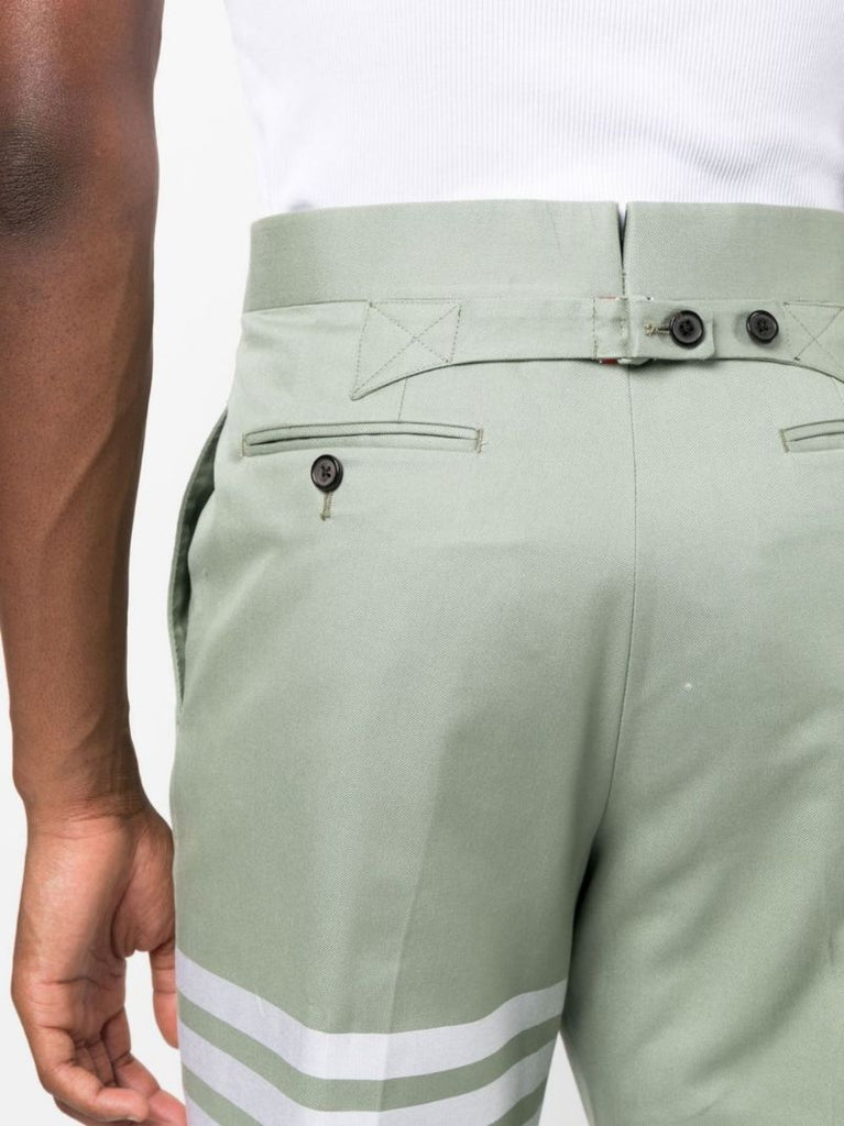 Green 4-bar Stripe Cotton Trousers
