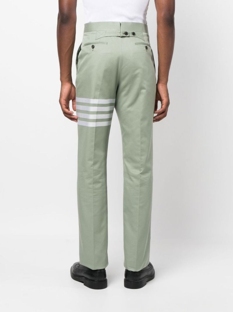 Green 4-bar Stripe Cotton Trousers