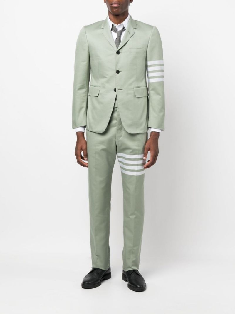 Green 4-bar Stripe Cotton Trousers