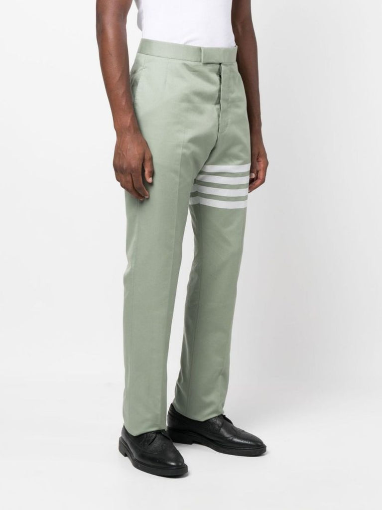 Green 4-bar Stripe Cotton Trousers