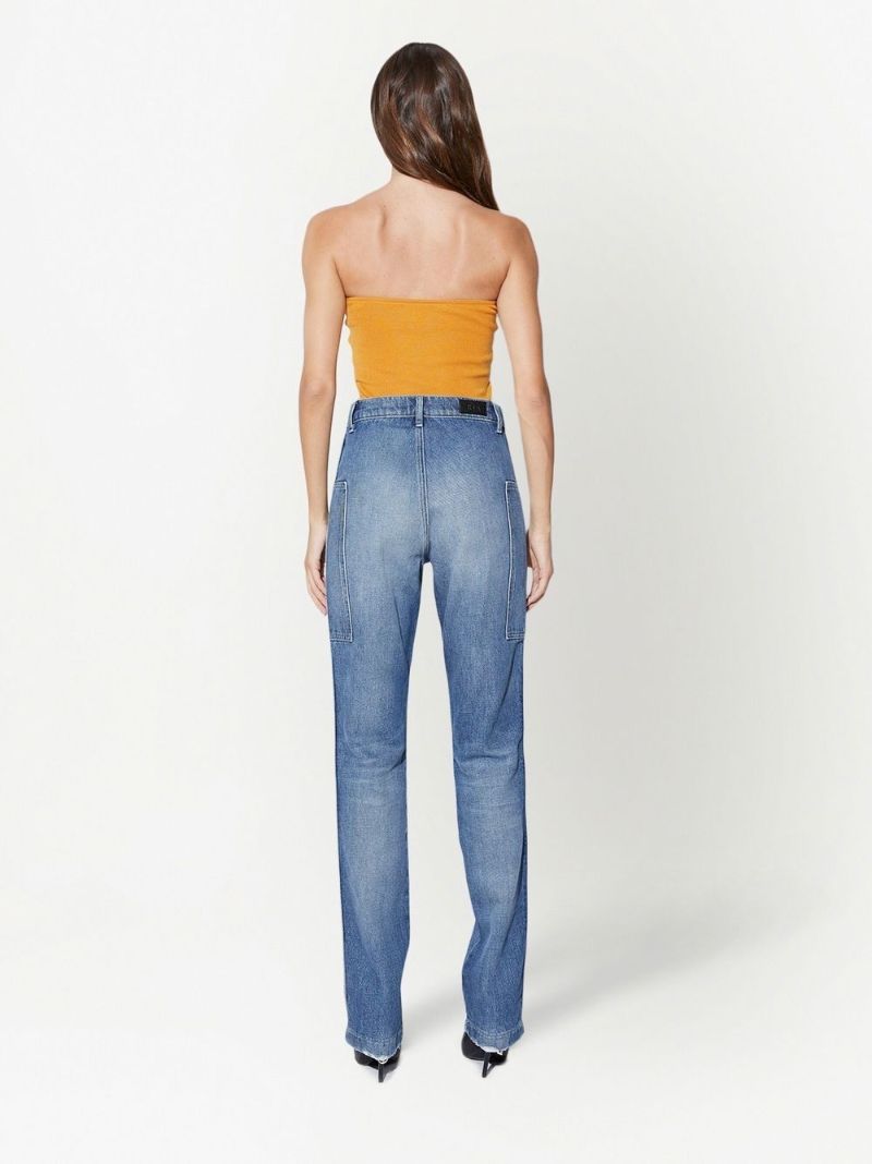 Blue Malka Distressed Straight-leg Jeans