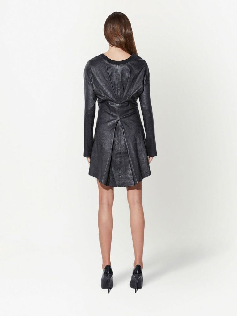Black Shauna Gathered Leather Mini Dress