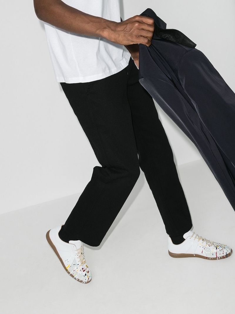 White Replica Paint Splatter Leather Sneakers