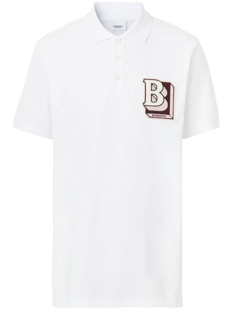 White Letter Graphic Polo Shirt