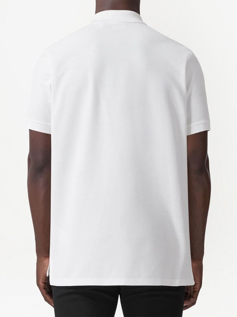 White Letter Graphic Polo Shirt