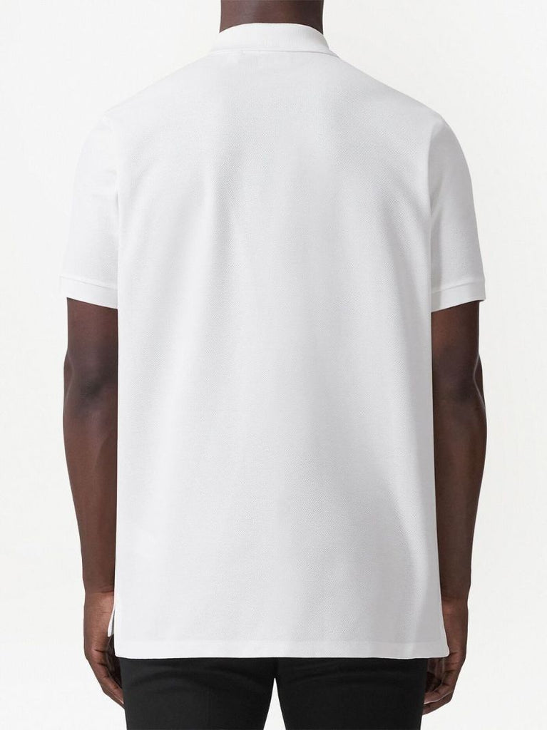 White Letter Graphic Polo Shirt