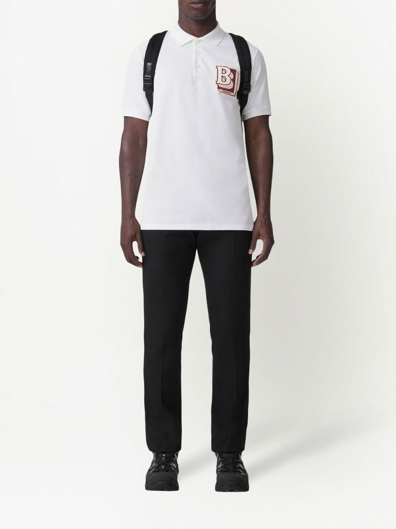 White Letter Graphic Polo Shirt